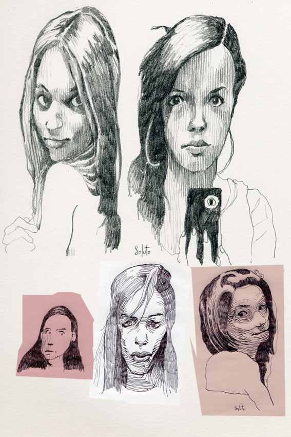 dessin soluto bloc selfie narcisse croquis portrait crayon ecriture peinture